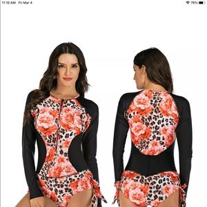 Ladies one piece paddle board suit zip front